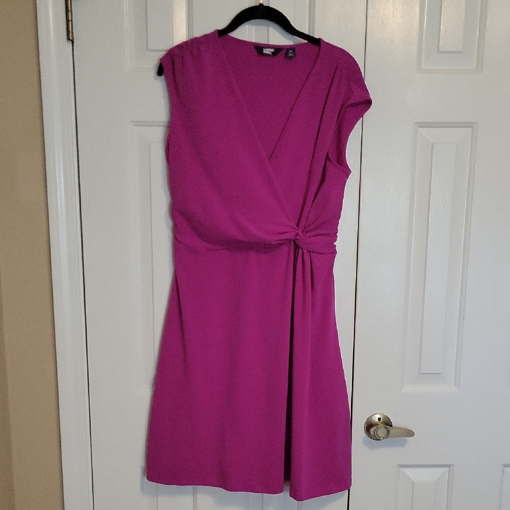 Tahari ASL Fuchsia Wrap-Style Cap Sleeve Dress